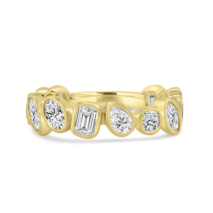 Laboratory Grown, 12 Stone Multi Cut Bezel Set Diamonds, 18ct Yellow Gold Band, 1.64ct