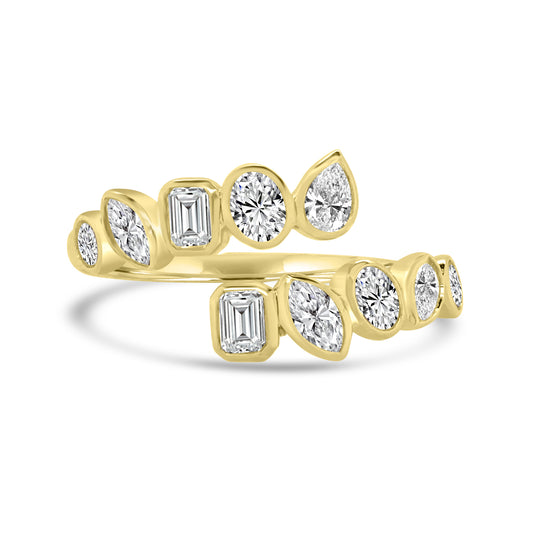 Laboratory Grown, Multi Cut Torque Bezel Set Diamonds, 9ct Yellow Gold Band, 0.92ct