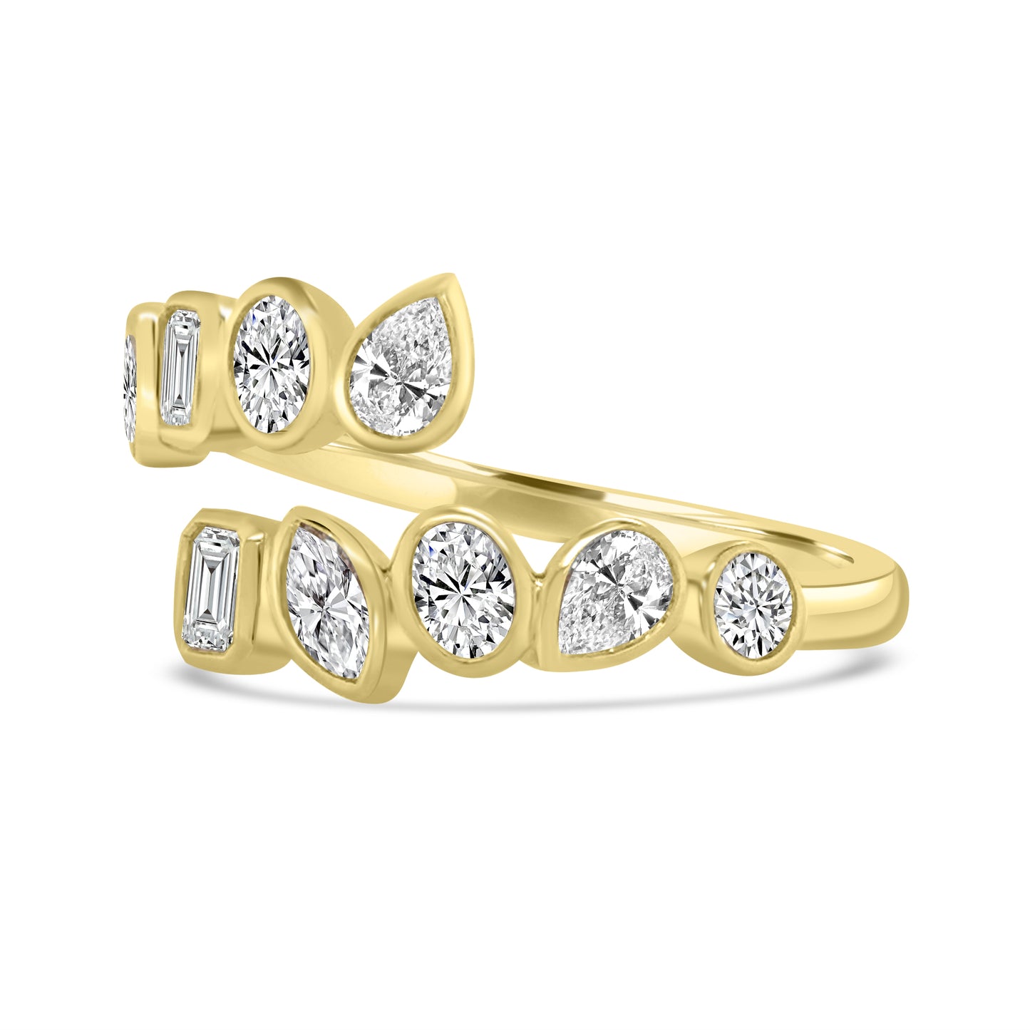 Laboratory Grown, Multi Cut Torque Bezel Set Diamonds, 9ct Yellow Gold Band, 0.92ct