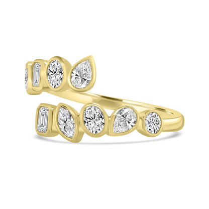 Laboratory Grown, Multi Cut Torque Bezel Set Diamonds, 9ct Yellow Gold Band, 0.92ct