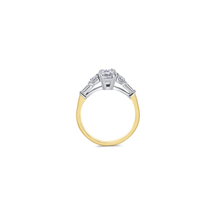 Laboratory Grown, Oval Three Stone & Tapered Baguette Diamond, 18ct Yellow Gold Ring, 1.73ct