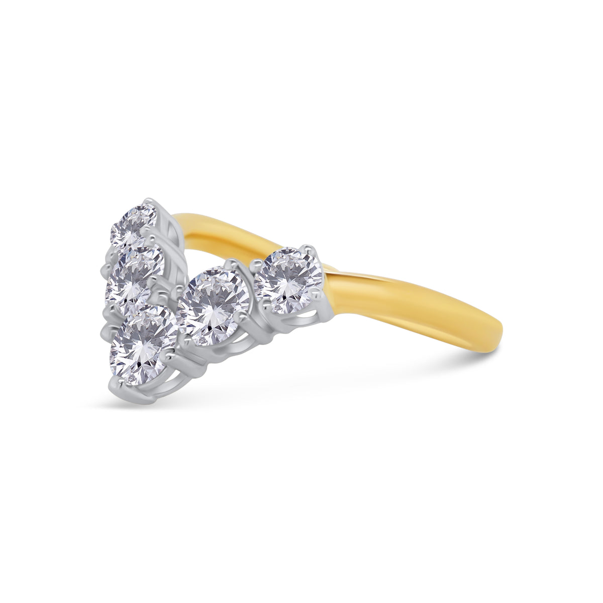 Laboratory Grown, Brilliant Round Five Stone Graduated Diamonds, 18ct Yellow Gold Wishbone Band, 1.40ct