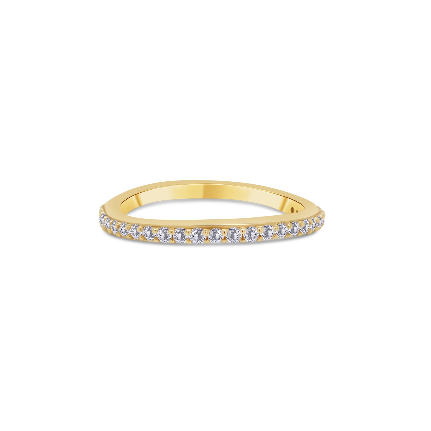 Laboratory Grown Brilliant Round Claw Set Diamond, Curved 18ct Yellow Gold Band, 0.25ct