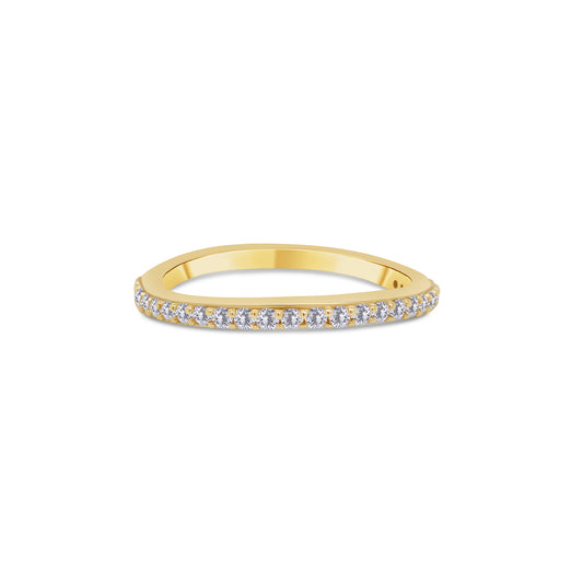 Laboratory Grown Brilliant Round Claw Set Diamond, Curved 18ct Yellow Gold Band, 0.25ct