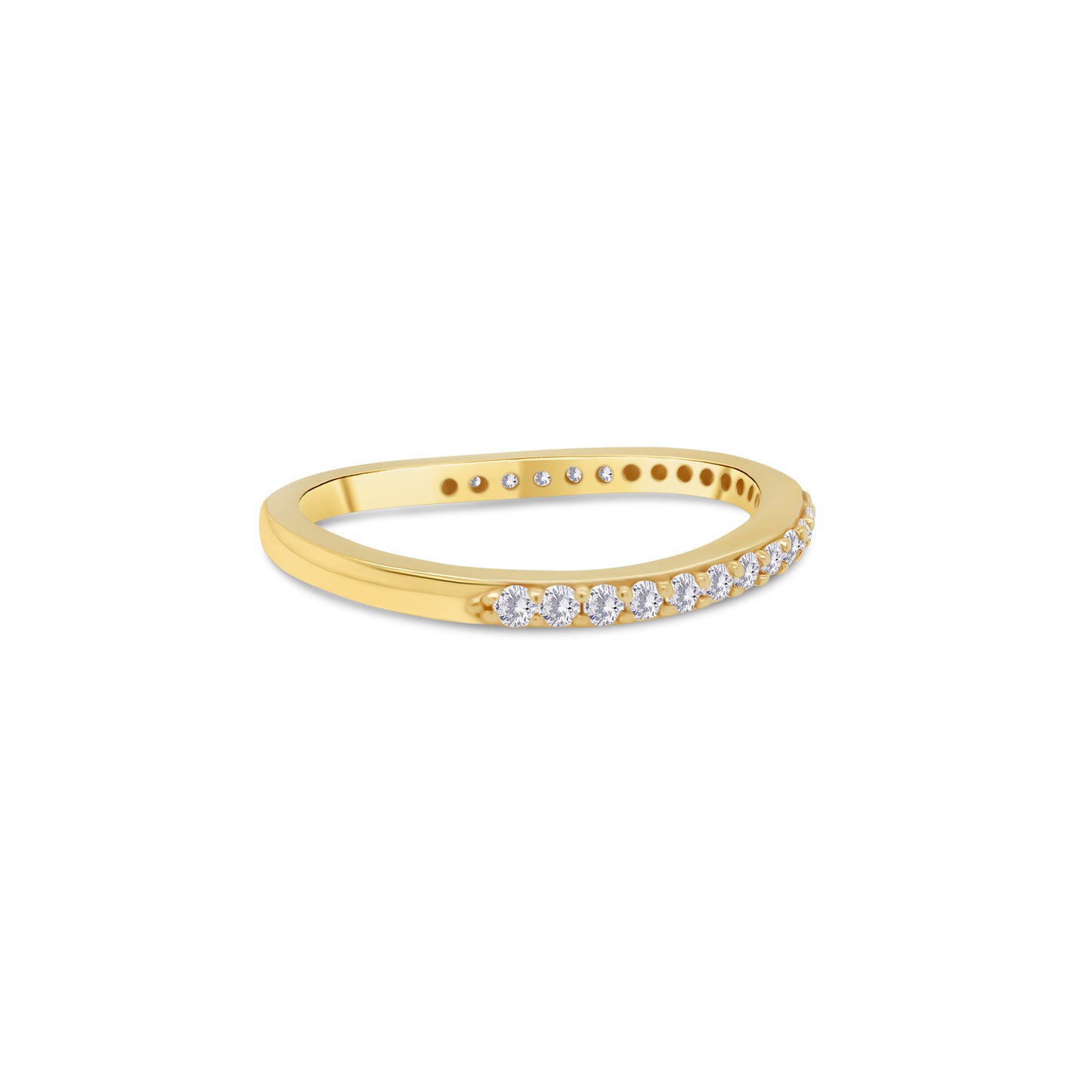 Laboratory Grown Brilliant Round Claw Set Diamond, Curved 18ct Yellow Gold Band, 0.25ct