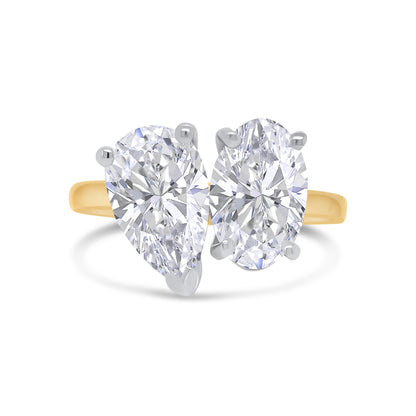 Laboratory Grown Toi et Moi Pear & Oval Two Stone, 18ct Yellow Gold, 3.34ct