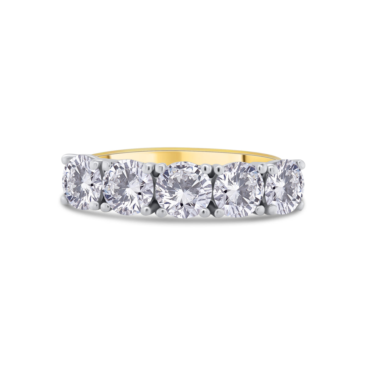 Laboratory Grown, Brilliant Round Five Stone Diamonds, 18ct Yellow Gold Band, 2.50ct