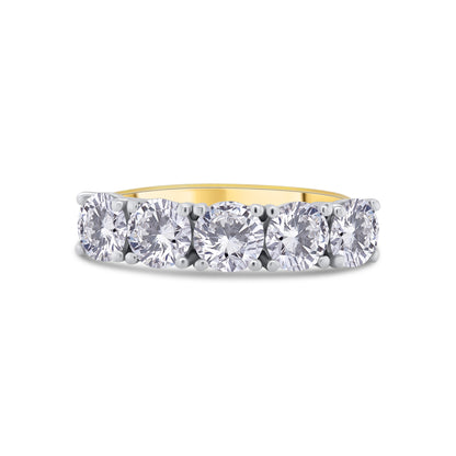 Laboratory Grown, Brilliant Round Five Stone Diamonds, 18ct Yellow Gold Band, 2.50ct