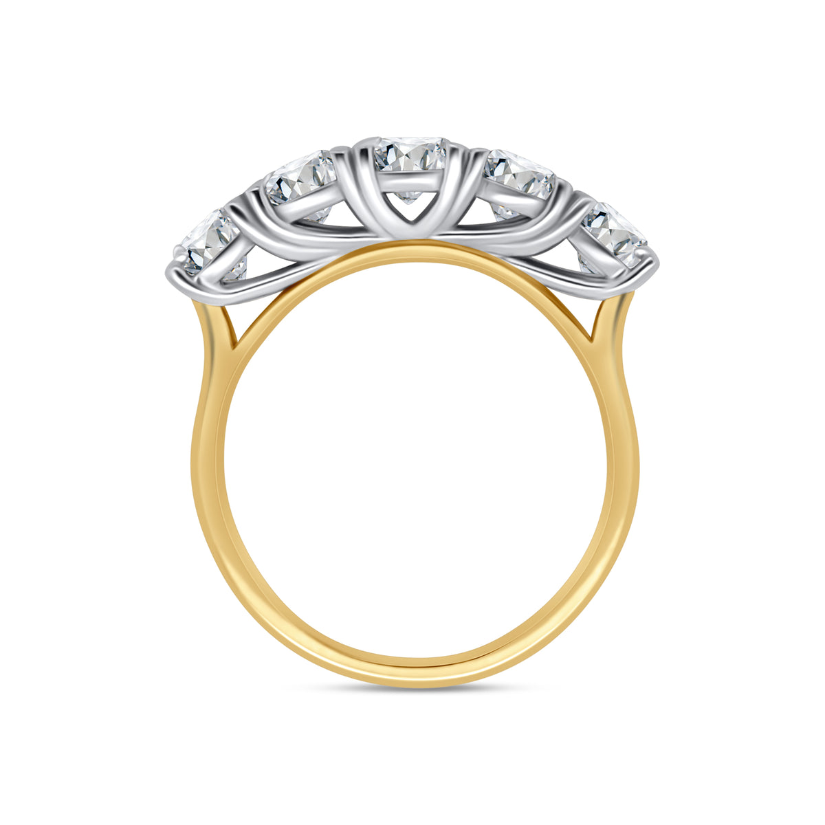 Laboratory Grown, Brilliant Round Five Stone Diamonds, 18ct Yellow Gold Band, 2.50ct