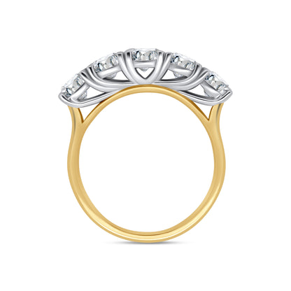 Laboratory Grown, Brilliant Round Five Stone Diamonds, 18ct Yellow Gold Band, 2.50ct