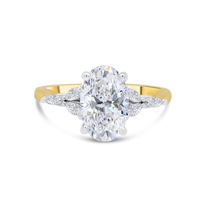 Laboratory Grown Diamond, Oval & Marquise Diamond Detailed, 18ct Yellow Gold Ring, 1.61ct