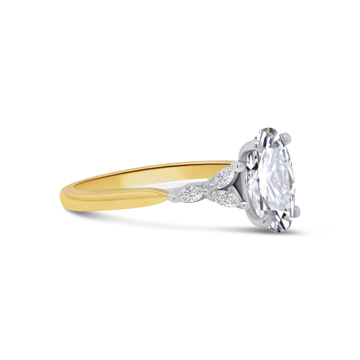 Laboratory Grown Diamond, Oval & Marquise Diamond Detailed, 18ct Yellow Gold Ring, 1.61ct