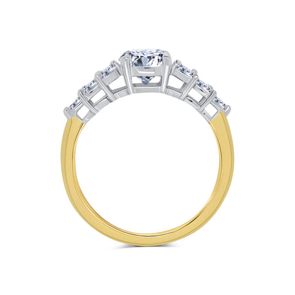 Laboratory Grown Diamond, Round & Marquise Laurel Leaf Diamond Detailed, 18ct Yellow Gold Ring, 1.40ct