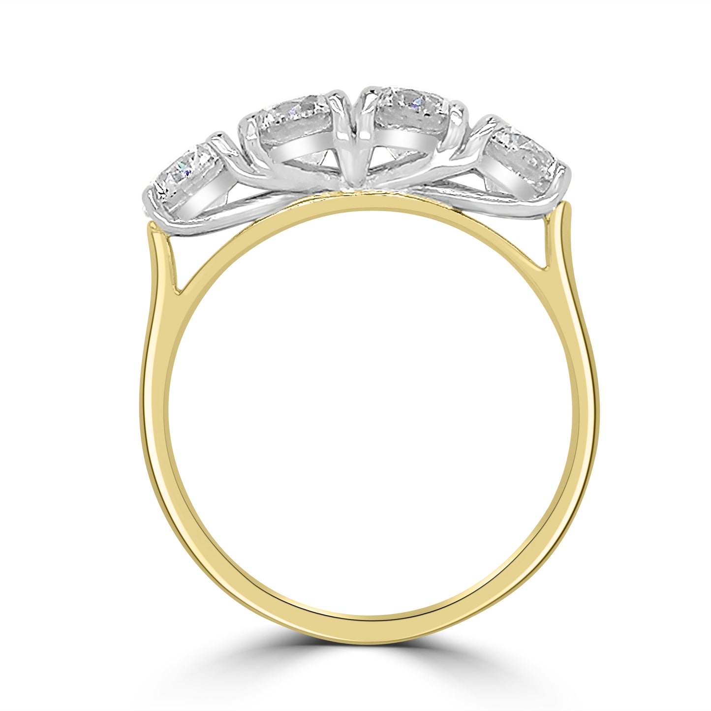 Lab Grown, Brilliant Round Four Stone Diamonds, 18ct Yellow Gold Band, 2.03ct