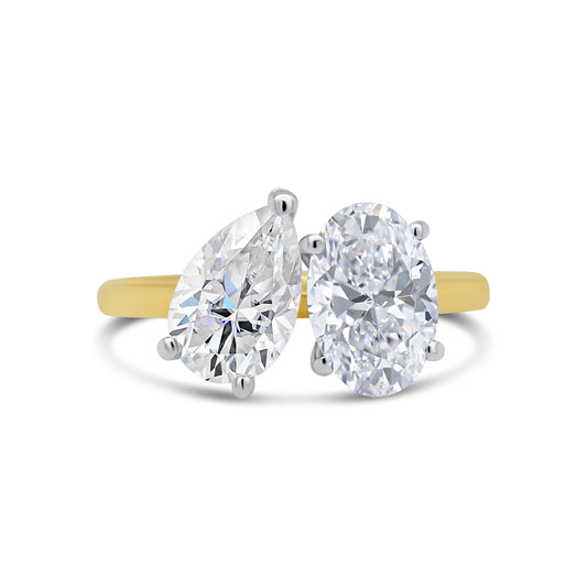 Laboratory Grown Toi et Moi Pear & Oval Two Stone, 18ct Yellow Gold, 2.27ct