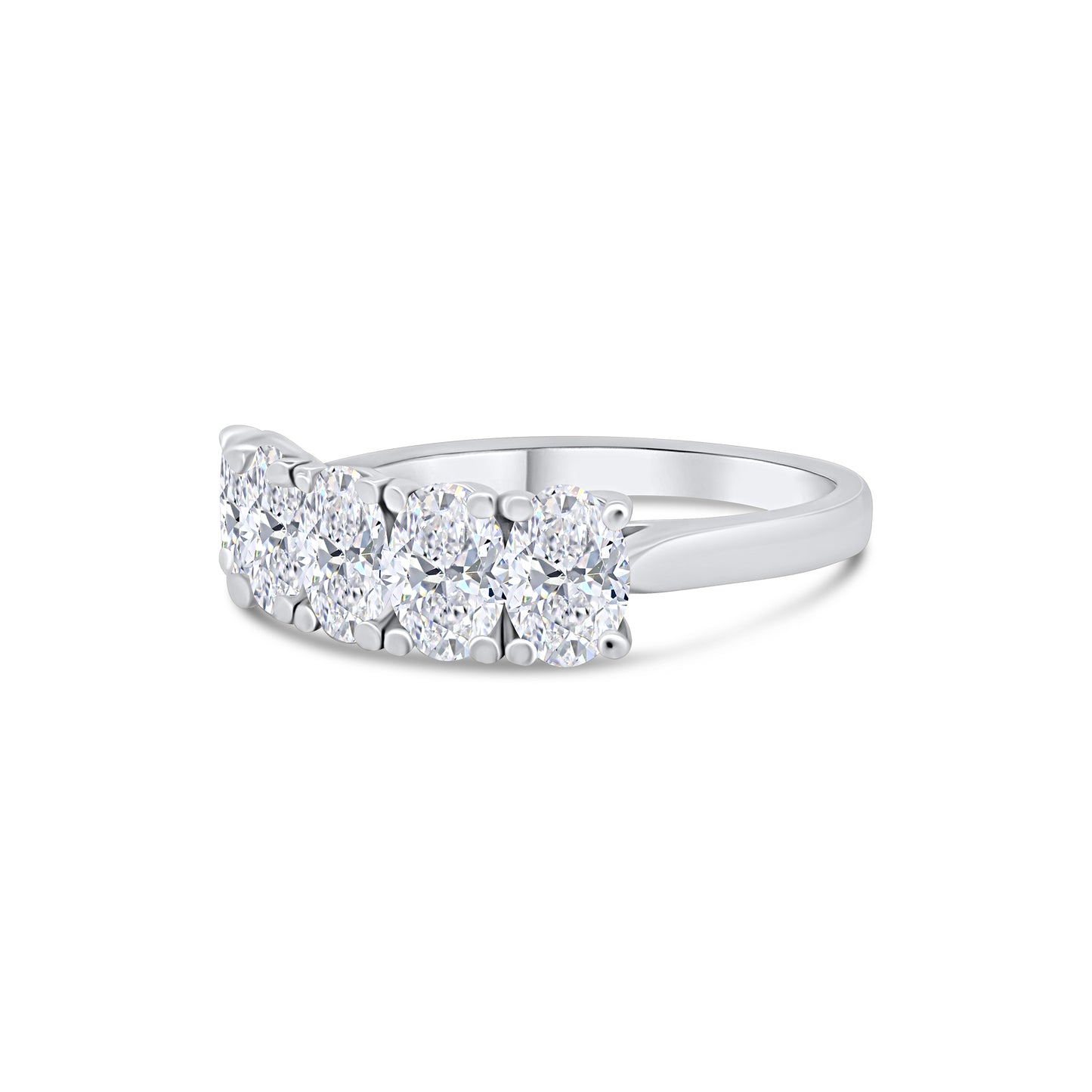 Laboratory Grown, Oval Cut Five Stone Diamond, Platinum Band, 2.02ct