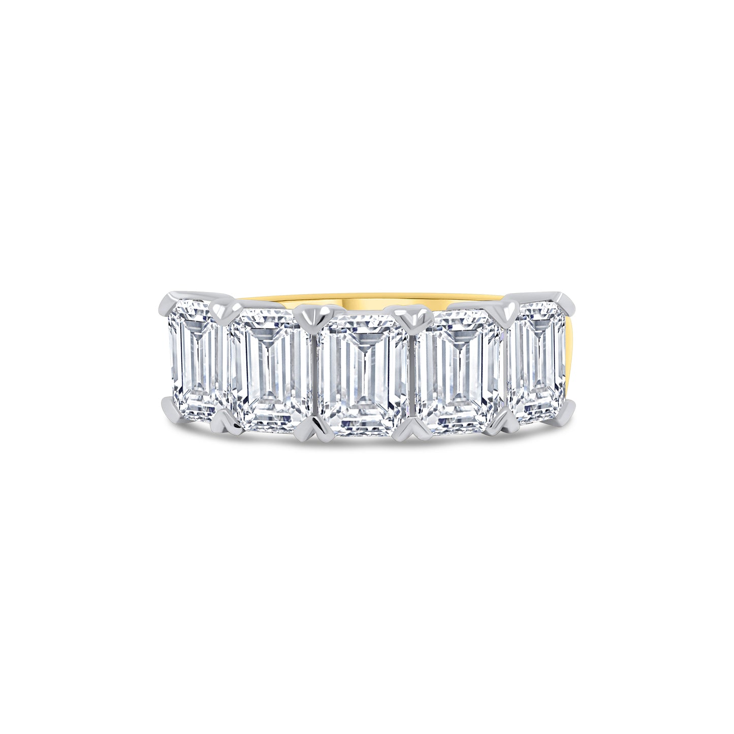 Laboratory Grown, Emerald Cut Five Stone Diamond, 18ct Yellow Gold Band, 3.52ct