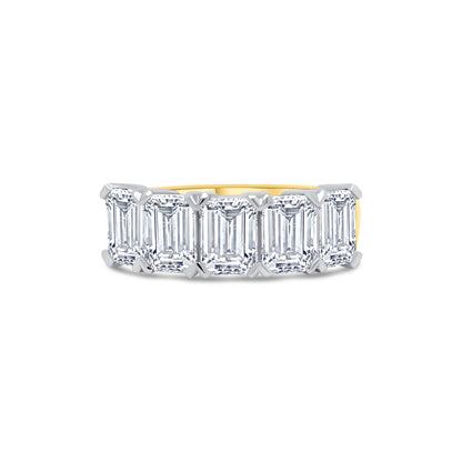 Laboratory Grown, Emerald Cut Five Stone Diamond, 18ct Yellow Gold Band, 3.52ct
