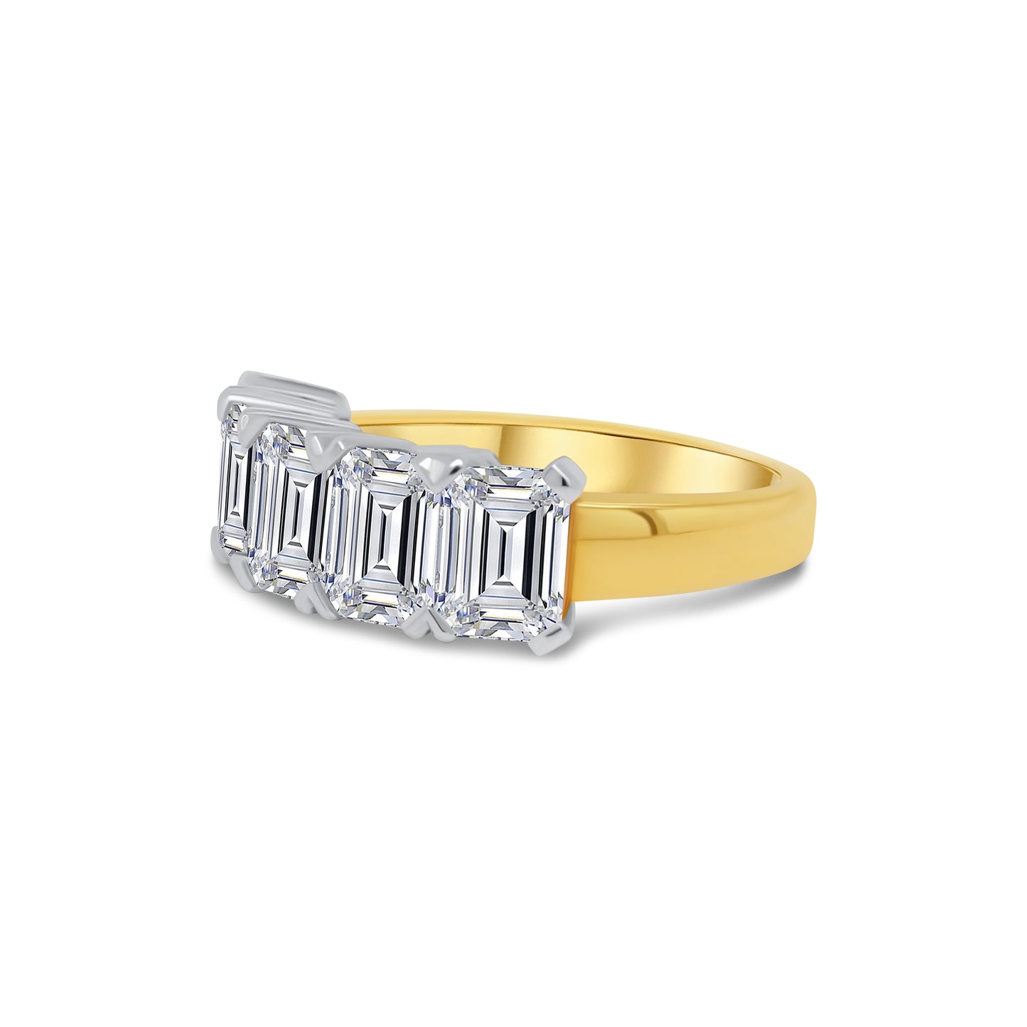 Laboratory Grown, Emerald Cut Five Stone Diamond, 18ct Yellow Gold Band, 3.52ct
