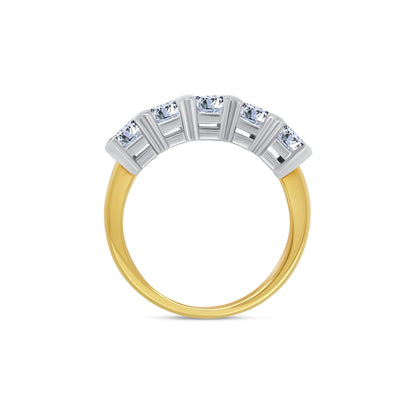 Laboratory Grown, Emerald Cut Five Stone Diamond, 18ct Yellow Gold Band, 3.52ct