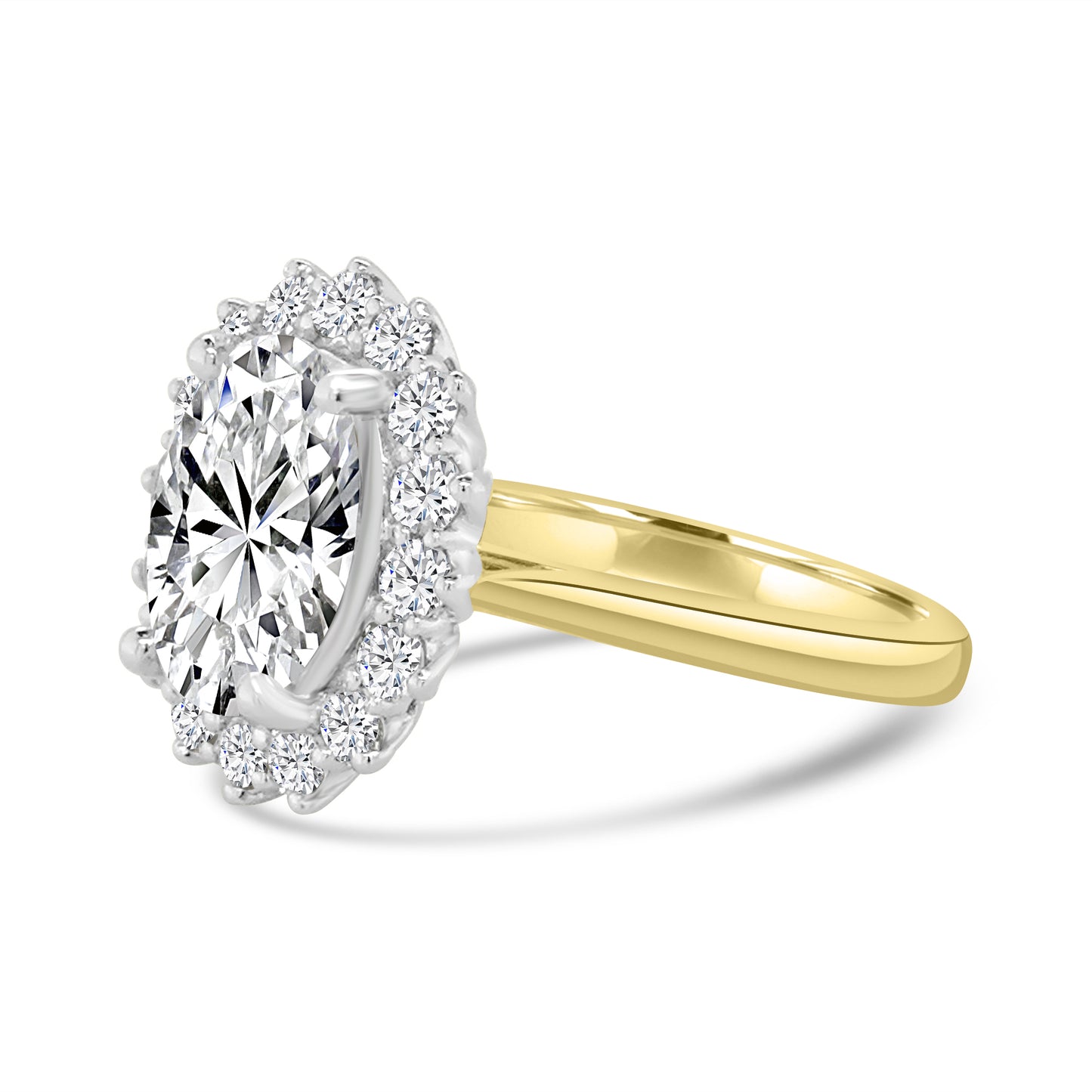 Laboratory Grown, Oval Cluster Diamond, 18ct Yellow Gold Band, 3.81ct