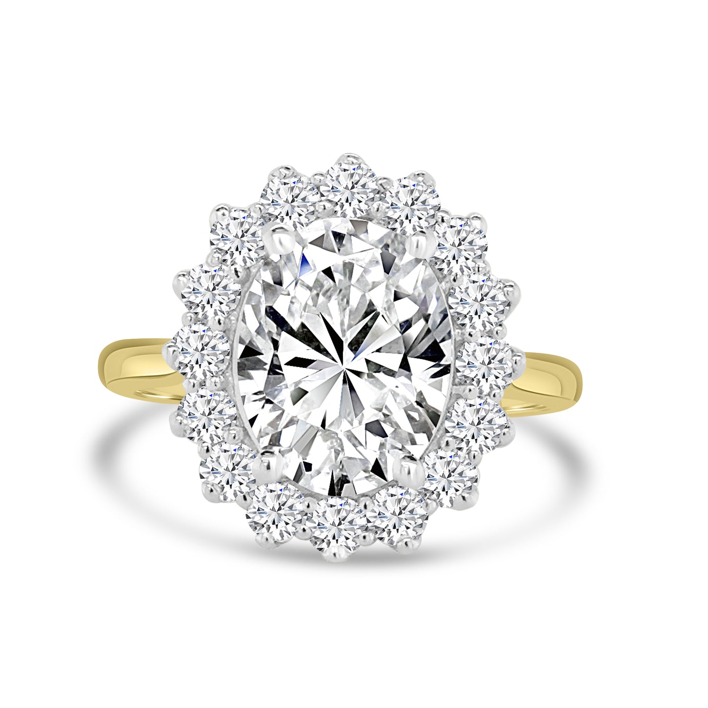 Laboratory Grown, Oval Cluster Diamond, 18ct Yellow Gold Band, 3.81ct