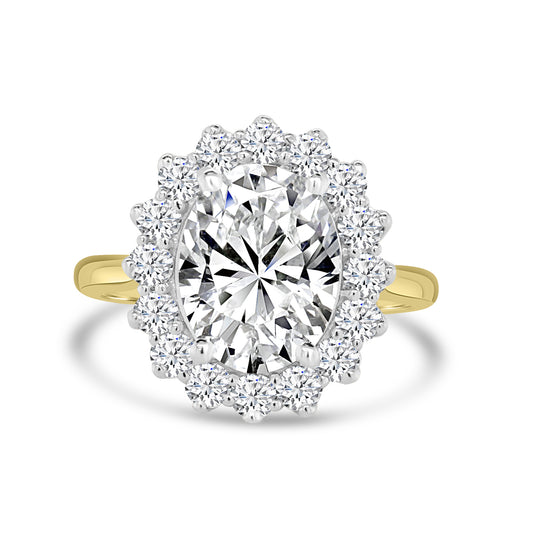 Laboratory Grown, Oval Cluster Diamond, 18ct Yellow Gold Band, 3.81ct