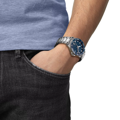 Tissot 40mm Silver Seastar 1000, Blue Diver Style, Gents Bracelet Watch