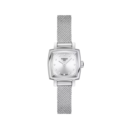 Tissot 20mm Lovely, Silver Square Diamond Set Dial, Ladies Mesh Watch