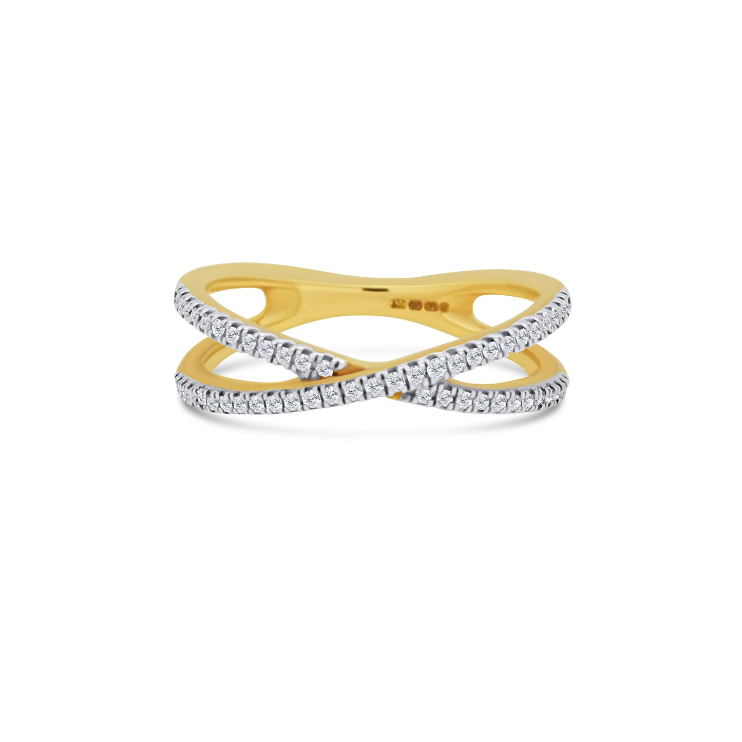 9ct Yellow Gold Cross Diamond Pavé Dress Ring