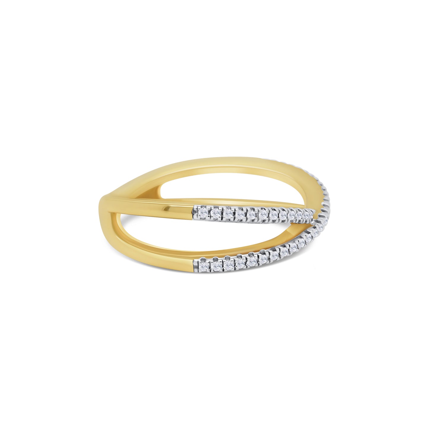 9ct Yellow Gold Cross Diamond Pavé Dress Ring