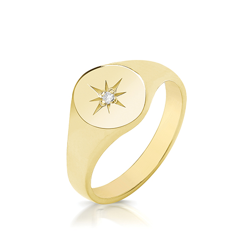 9ct Yellow Gold Diamond Signet Ring