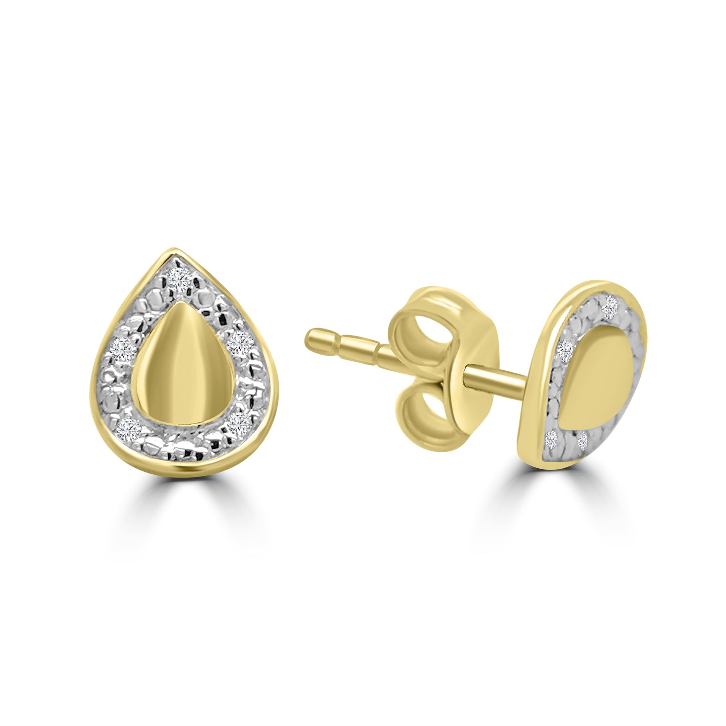 9ct Yellow Gold Pear Shaped Halo Diamond Stud Earrings