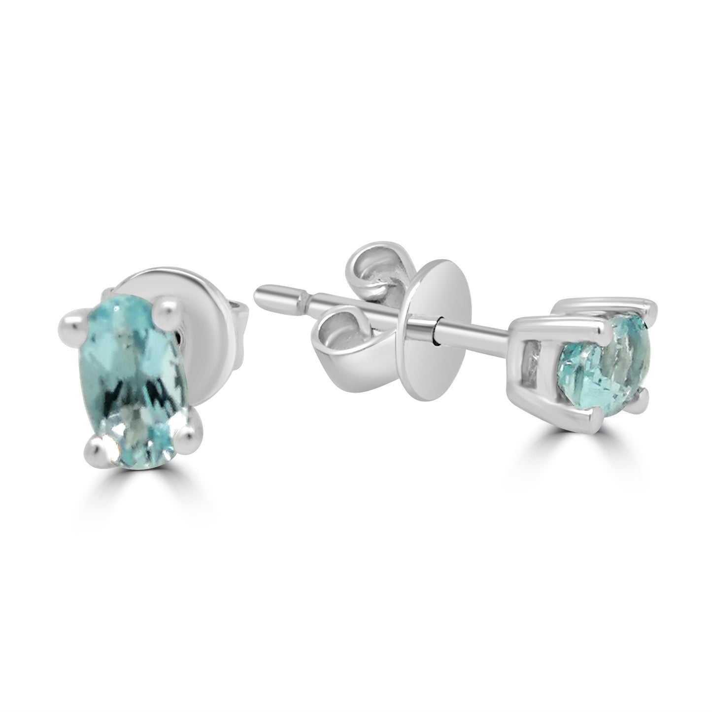 9ct White Gold Oval Aquamarine Earrings