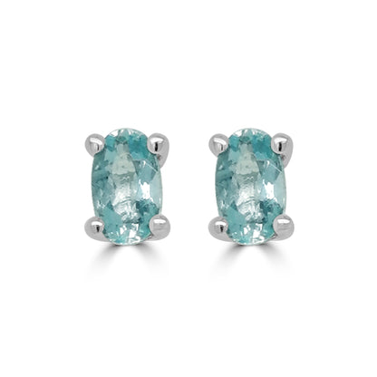 9ct White Gold Oval Aquamarine Earrings