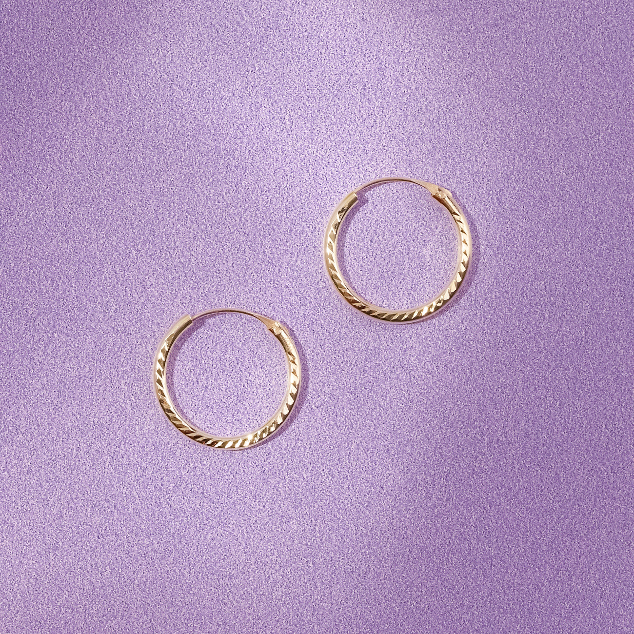 9ct Yellow Gold 15mm Diamond Cut Hoop Earrings