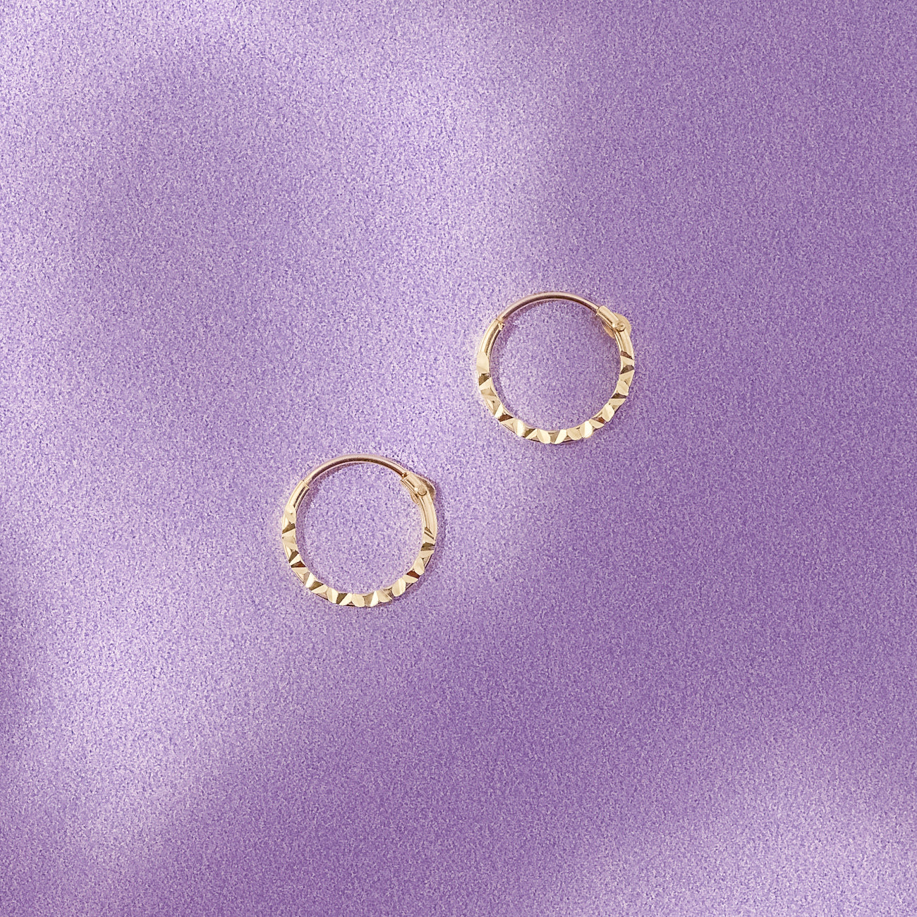 9ct Yellow Gold 10mm Diamond Cut Edge Hoop Earrings