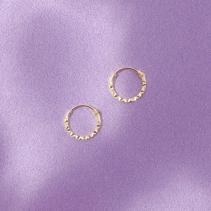 9ct Yellow Gold 10mm Diamond Cut Edge Hoop Earrings