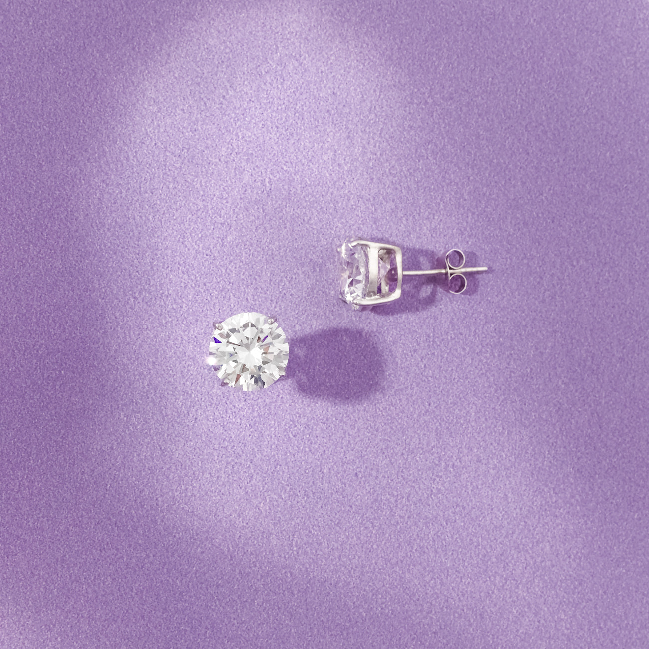 Sterling Silver 9mm Round Solitaire CZ Stud Earrings