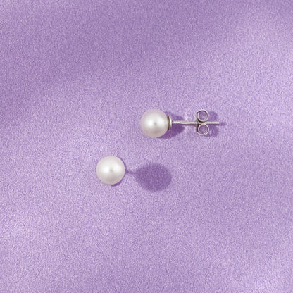 Sterling Silver 6mm Freshwater Pearl Stud Earrings
