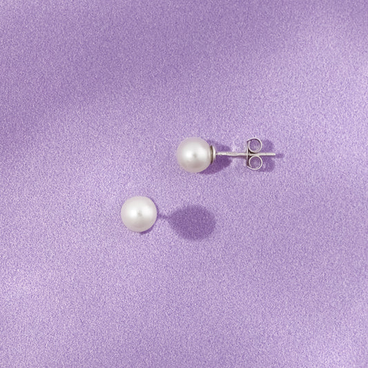 Sterling Silver 6mm Freshwater Pearl Stud Earrings