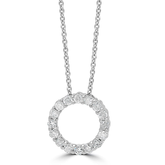 9ct White Gold Diamond Circle Pendant Necklace, 0.53ct