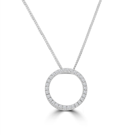 9ct White Gold Circle of Life Diamond Necklace, 0.46ct