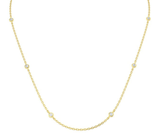 9ct Yellow Gold & 1.14ct Lab Diamond Rub Over Necklace