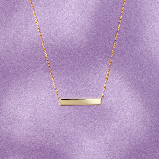 Sterling Silver Yellow Gold Plated Horizontal Personalising Necklace