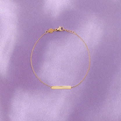 9ct Yellow Gold Delicate Trace Chain With ID Plate Bracelet