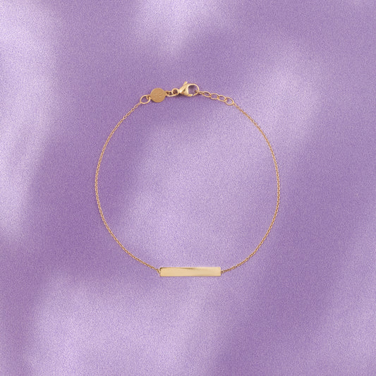 9ct Yellow Gold Delicate Trace Chain With ID Plate Bracelet