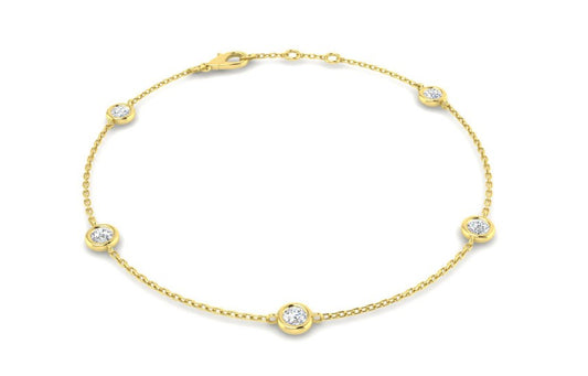 9ct Yellow Gold & 0.56ct Lab Diamond Rub Over Bracelet
