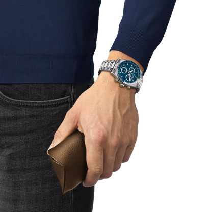 Tissot 40mm PR516, Blue Techymeter Chronograph, Gents Bracelet Watch