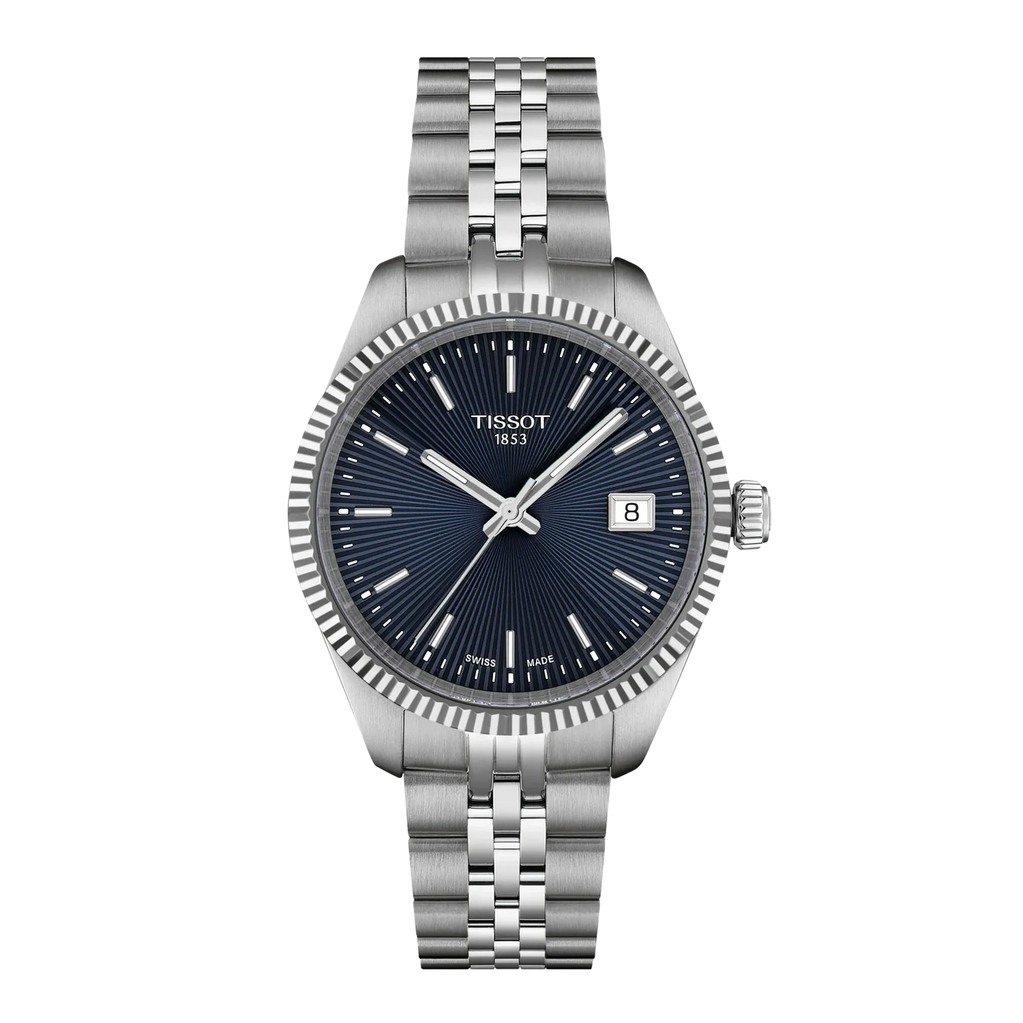Tissot 34mm Silver Ballade, Night Blue Dial & Bezel, Ladies Bracelet Watch